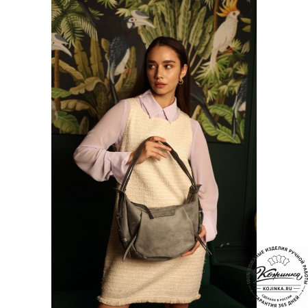 Женская кожаная сумка "Техас" (серый нубук)